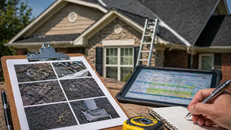 Contractor bid and insurance estimate compared on a desk with a calculator